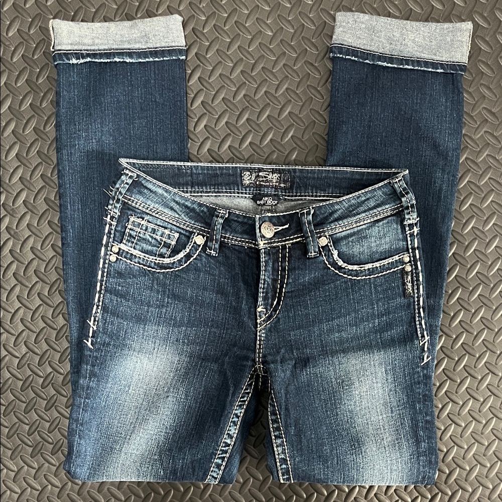 Silver Jeans Women's Faded Dark Blue Skinny Jeans